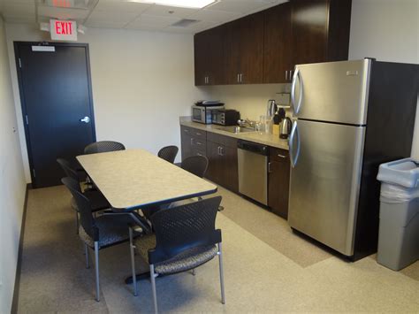 Employee Break Room With Custom Cabinetry And Vct Flooring Office Break Room Break Room