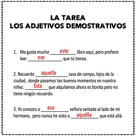 Demonstrative Adjectives In Spanish Worksheet Worksheets For Kindergarten