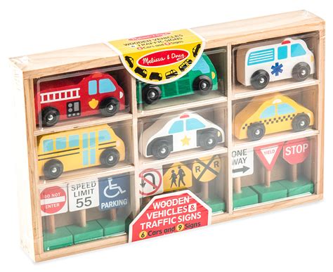 Melissa And Doug Wooden Vehicles And Traffic Signs Set Nz