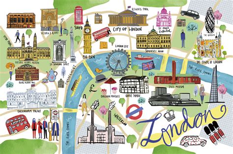 London Map Designerbild Auf Baumwollgewebe Gedruckt Photowall