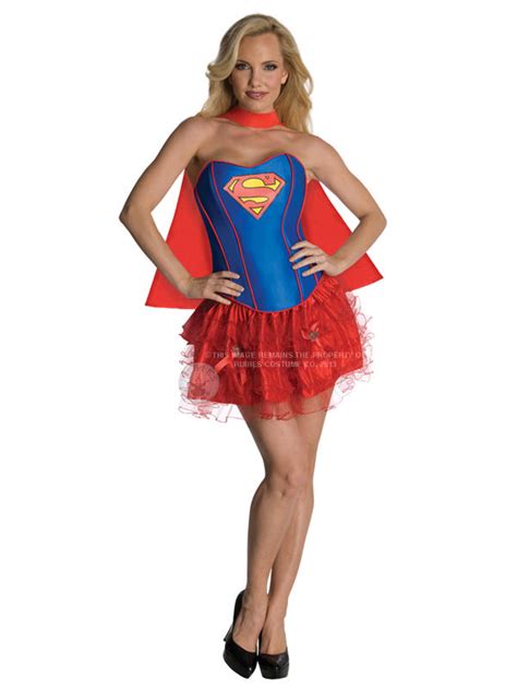 Adult Supergirl Fancy Dress Costume Sexy Superhero Corset Superman