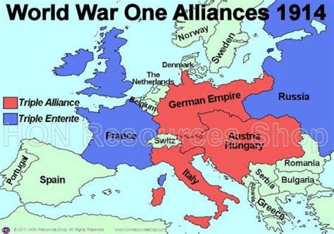 World War One Alliances 1914 History Map By Honresourcesshop