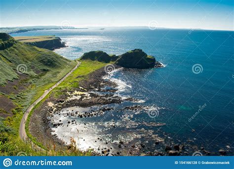 Giants Causeway Aerial View Most Popular And Famous Attraction In