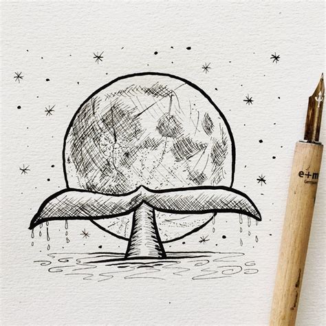 Inktober Drawing Moon Fluke Artideas Creative Drawing Art