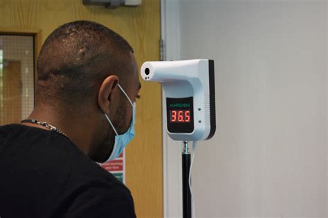 Reading the glass thermometer (that is, determining the temperature shown) is done by holding the thermometer horizontally by the stem end (the end opposite the bulb) at eye level and rotating the thermometer until the mercury in the shaft can be clearly seen. Infrared Thermometer Wall Mounted / With Tripod