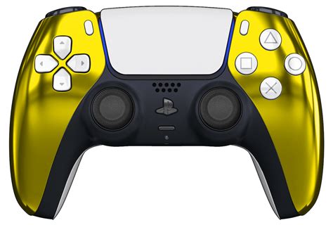 Tcp Chrome Gold Ps5 Controller With White Buttons And Back Shell The