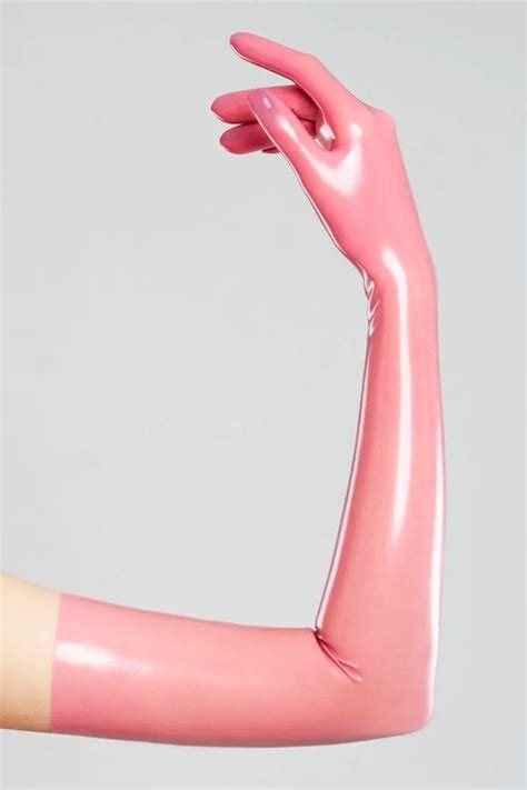 Long Pink Gloves Made Of Molded Latex Latex Magic