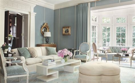 White And Light Blue Classic Living Interiors By Color