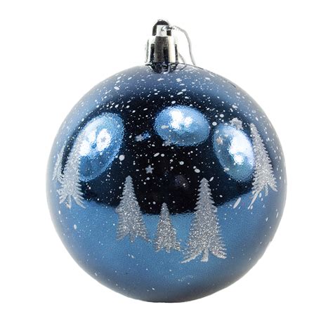 Night Blue Shatterproof Decorated Bauble With Glitter Christmas Tree