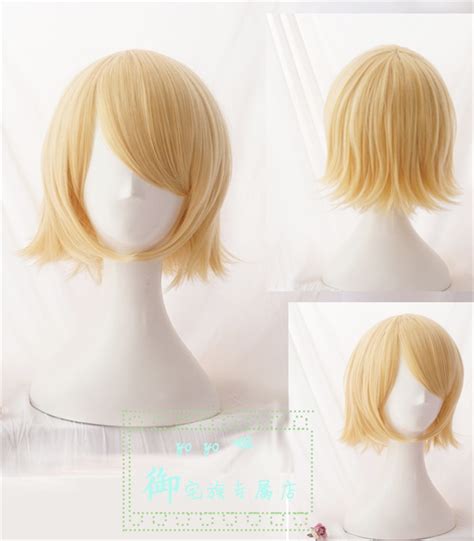 Japanese Anime Vocaloid Kagamine Rin Party Cosplay Wig Yellow Short