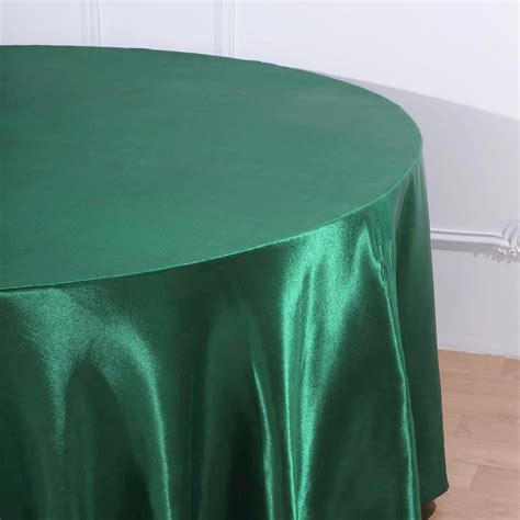 120 Hunter Emerald Green Satin Round Tablecloth Tableclothsfactory