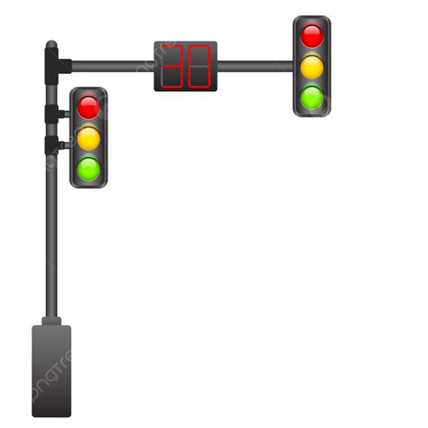 Traffic Light With Time Count Vector Traffic Light Street Red Green