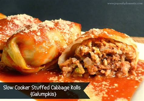 Joyously Domestic Slow Cooker Stuffed Cabbage Rolls Galumpkis