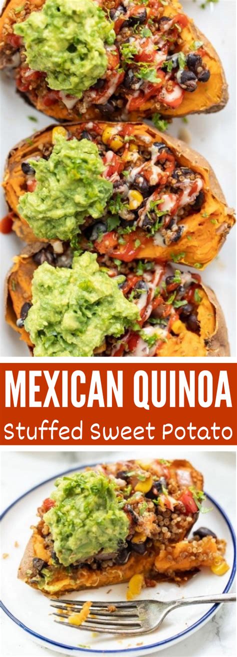 Who else loves sweet potatoes!?! Mexican Quinoa Stuffed Sweet Potatoes #vegan #glutenfree