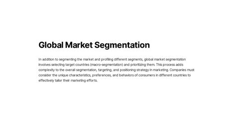 Global Market Segmentation