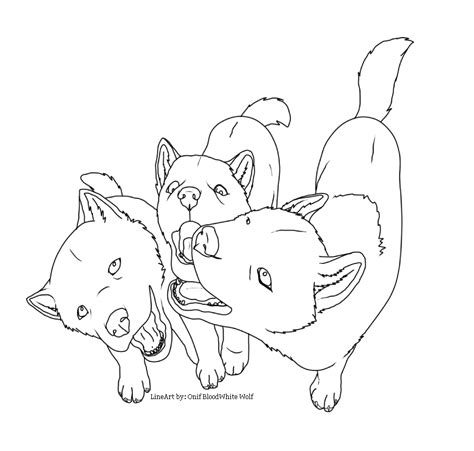 Three Wolf Pups Free Lineart By Onif On Deviantart