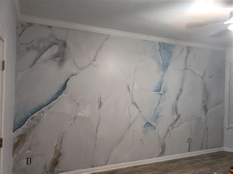 Hand Painted Marble Accent Wall I Painted In Our Master Bedroom R