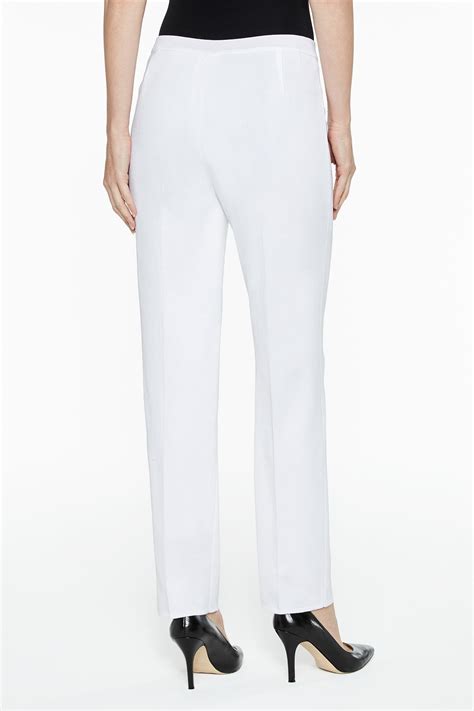 Womens White Lined Straight Leg Pant Ming Wang