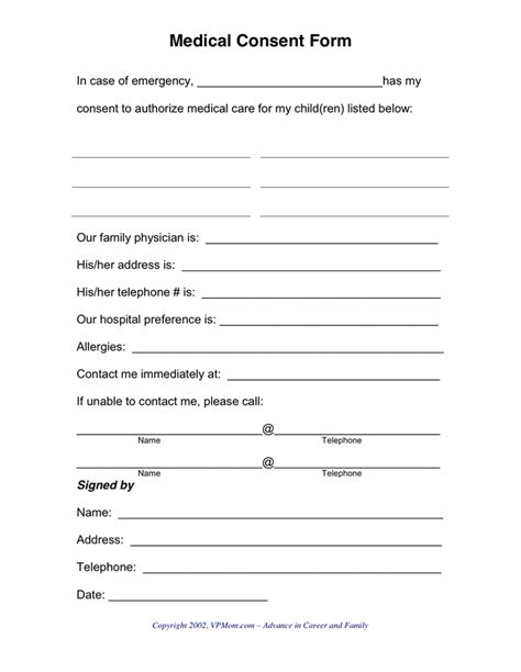 Medical Consent Form In Word And Pdf Formats