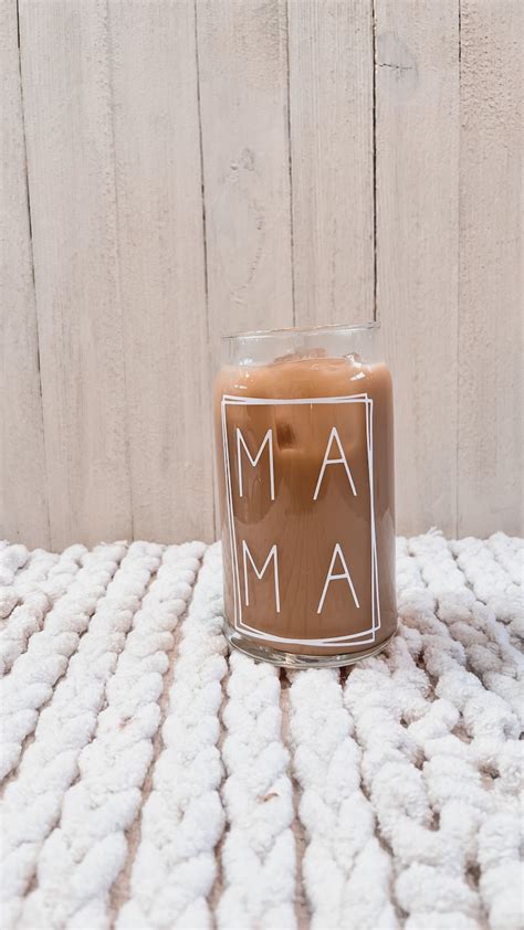 Mama Glass Cup Mama Line Art Can Cup Mom Cup Momma Glass Etsy