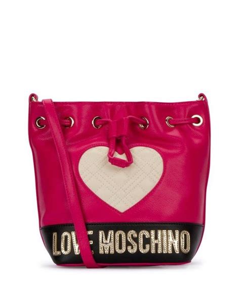 Love Moschino Quilted Heart Drawstring Bucket Bag In Pink Lyst