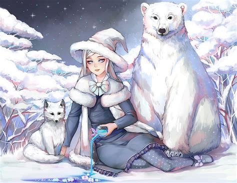 Online Crop Hd Wallpaper Anime Original Girl Polar Bear Polar