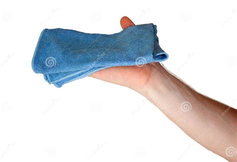 Hand Hold Blue Dirty Cloth Rag Wiping Cleaning Stock Photo Image Of