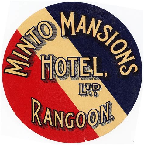 Birmania Rangoon Minto Mansions Hotel Vintage Travel Posters