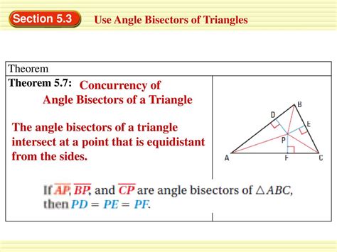 section 5 3 use angle bisectors of triangles ppt download