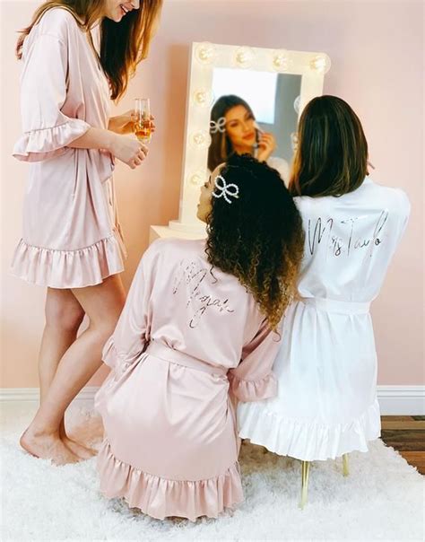 Ruffle Robes For Bridesmaid Robes Personalized Bridesmaid Robes With Names Satin Bridal Robes