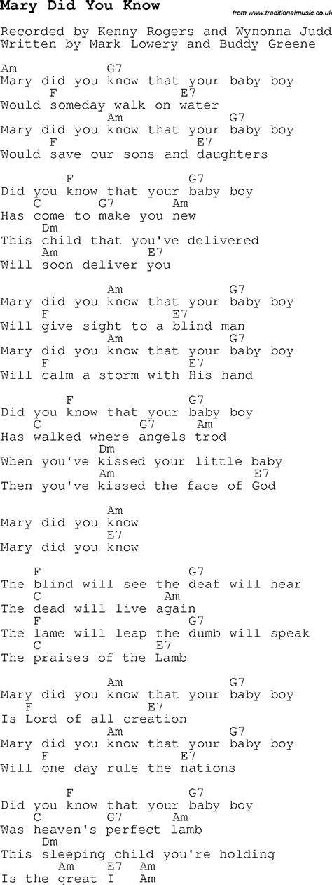 Mary Did You Know Printable Lyrics