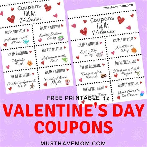 Free Printable Valentines Day Coupons To Give Your Kids Show Your