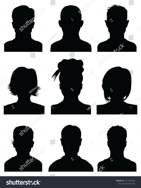Black Silhouettes Human Heads Avatar Profiles Stock Vector Royalty