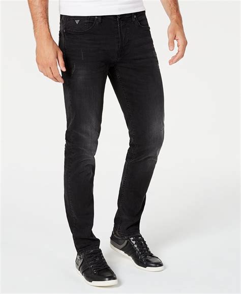 Guess Mens Slim Tapered Fit Distressed Jeans And Reviews Jeans Men