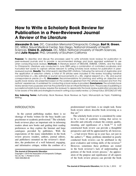 Pdf How To Write A Scholarly Book Review For Publication In A Peer