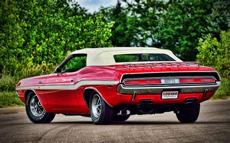 Dodge Challenger R 1970 Cars Back View Muscle Cars Retro Cars Red
