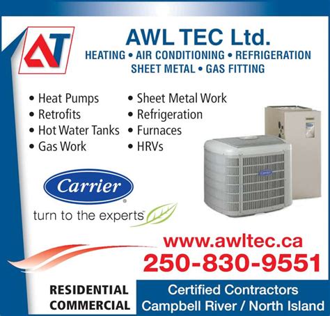 Air conditioning is the process of removing heat and controlling the humidity of air in an enclosed space to achieve a more comfortable interior environment by use of powered 'air conditioners' or a variety of other methods including passive cooling and ventilative cooling. Awl Tec Heating Air Conditioning & Refrigeration Ltd ...