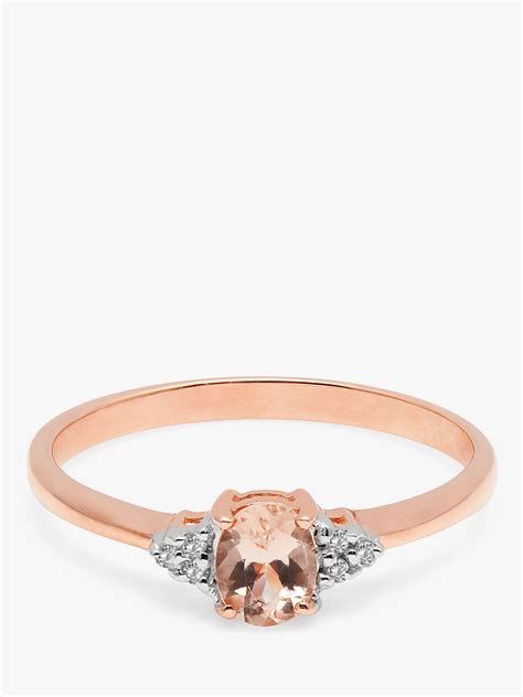 A B Davis 9ct Rose Gold Morganite And Diamond Cluster Engagement Ring