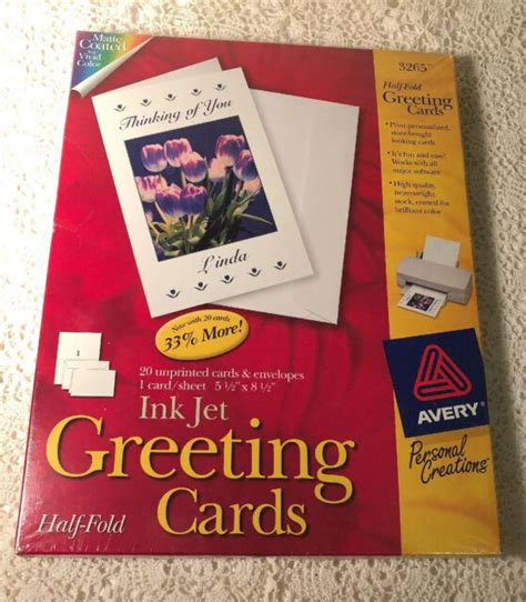 Avery 3265 Half Fold Inkjet Greeting Cards 55 X 85 20 Cards