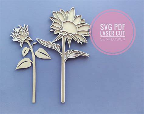 Sunflower Svg Laser Cut File Plywood Digital Download Design Etsy