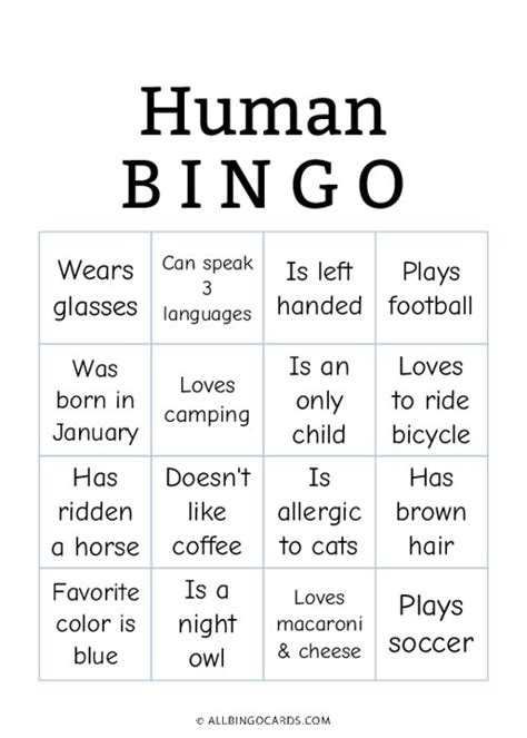 Human Bingo Scavenger Hunt Template Human Bingo Bingo Printable