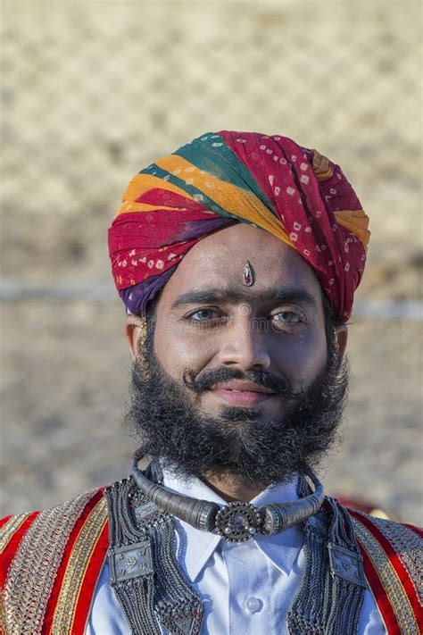 Indian Man Wearing Traditional Dress Participate In Mister Desert
