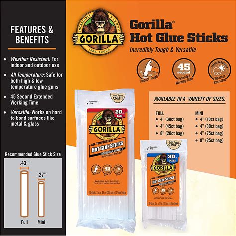 Buy Gorilla Dual Temp Mini Hot Glue Gun Kit With 75 Hot Glue Sticks Online In Australia B07k798mk9
