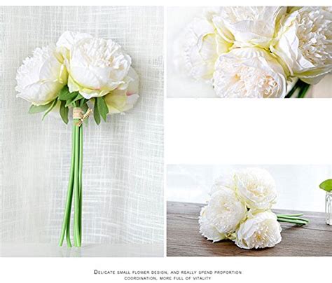 Newest Trent 1bouquet 5 Heads Artificial Peony Silk Flower Leaf Home