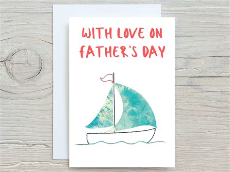 With Love On Fathers Day Sailing Boat Card Dad Card Sailing Boat Dad Card Nautical Dad Card