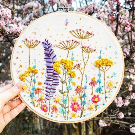 Embroidered Flowers Embroidery Hoop Art Embroidered Wall Etsy