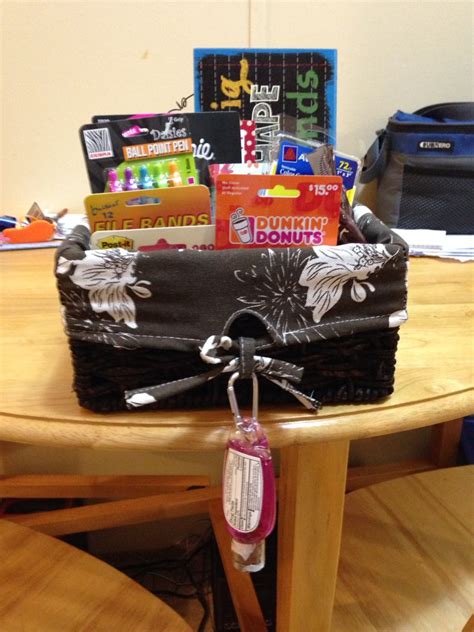 Graduation gift ideas for students from teachers to give. Gift basket I made for my cooperating teacher on my last ...