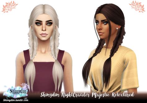 Sims 4 Hairs Shimydim Nightcrawler`s Majestic Hair Retextured