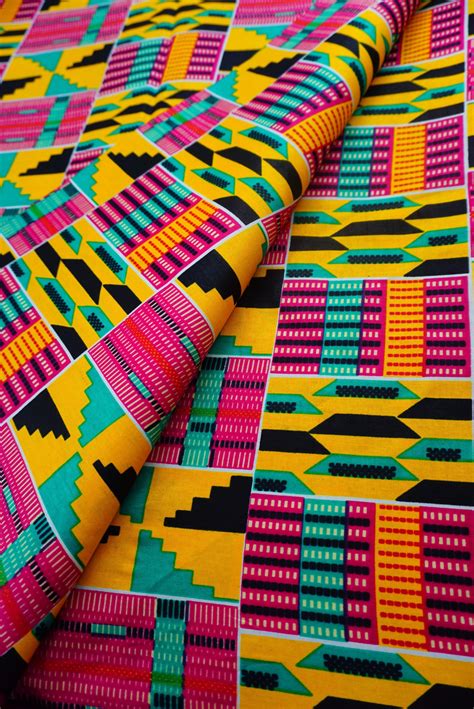 Pink African Kente Print Fabric By The Yard Kente Cloth Etsy