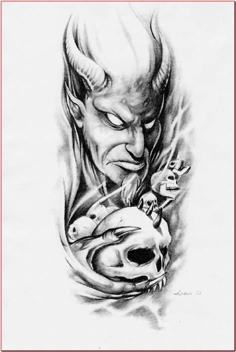 Skull Tattoo Drawings For Men Scary Tattoos Skull Tattoo Design Evil Tattoos